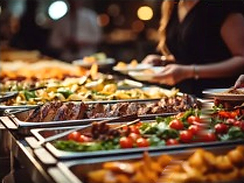 Italian roast buffet food spread